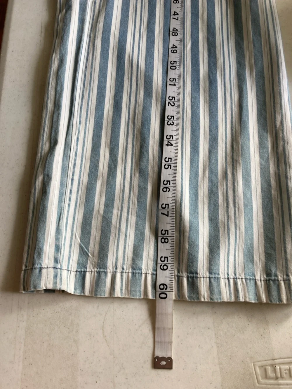 Billy T Striped Blue & White Women's Cotton Overalls Jumpsuit - Picture 9 of 11